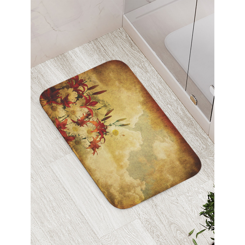 Retro Flower Chamomile Bath Mat