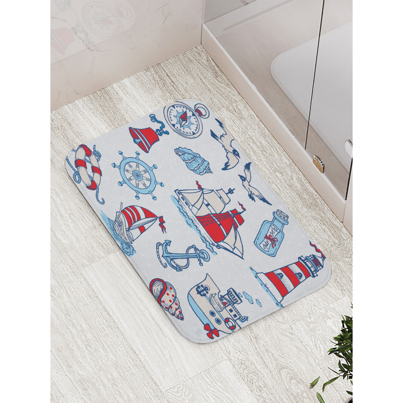 Cartoon Nautical Bath Mat