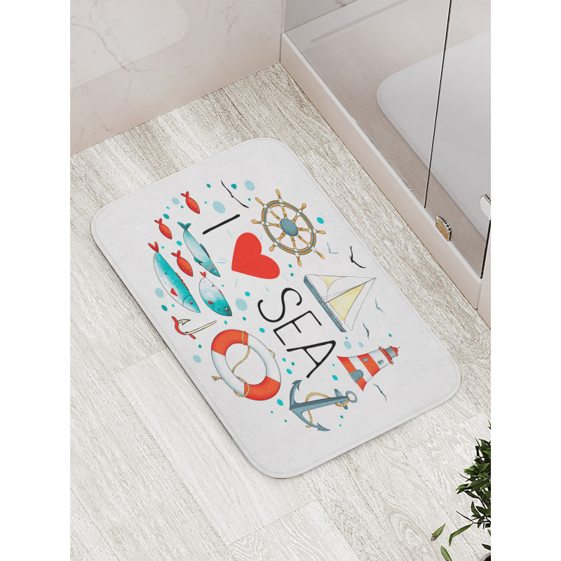 I Love Sea Words Bath Mat