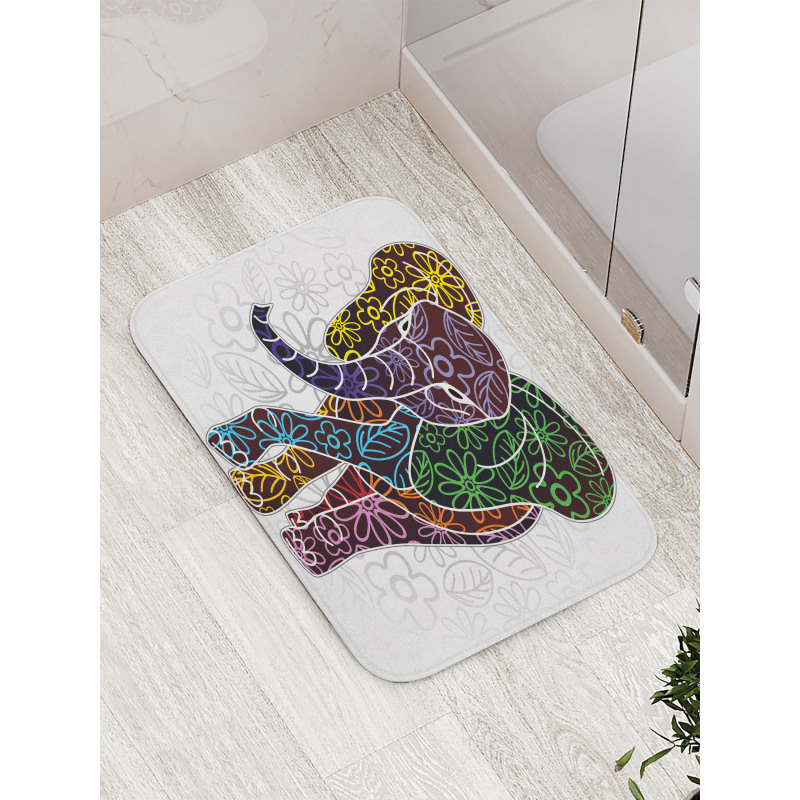 Floral Tribal Shapes Bath Mat