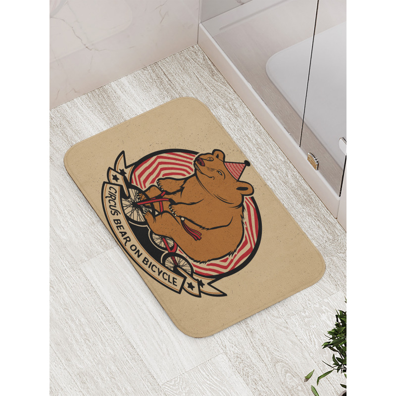 Circus Bear on Bicycle Art Bath Mat