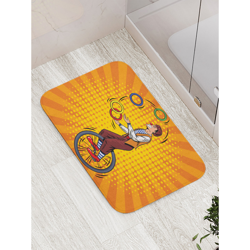 Disc Juggler Man on Unicycle Bath Mat