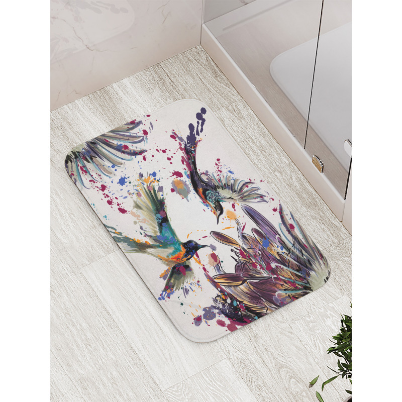 Lily Birds Watercolor Bath Mat