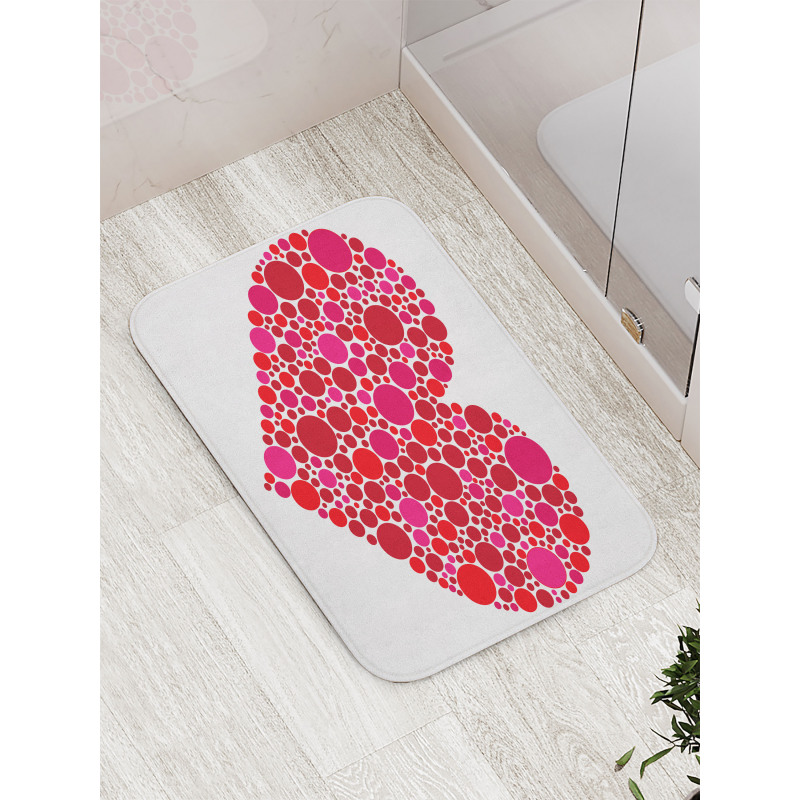 Dots Hearts Romantic Motif Bath Mat