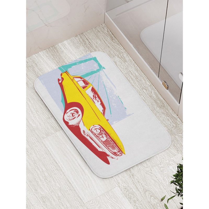 Old Car Grunge Artwork Bath Mat