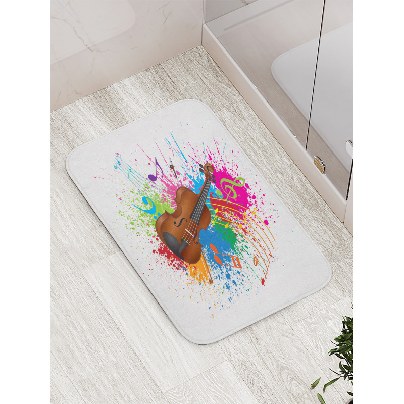 Color Splashes Violin Art Bath Mat