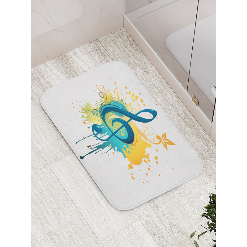 Clef on Modern Splash Motifs Bath Mat