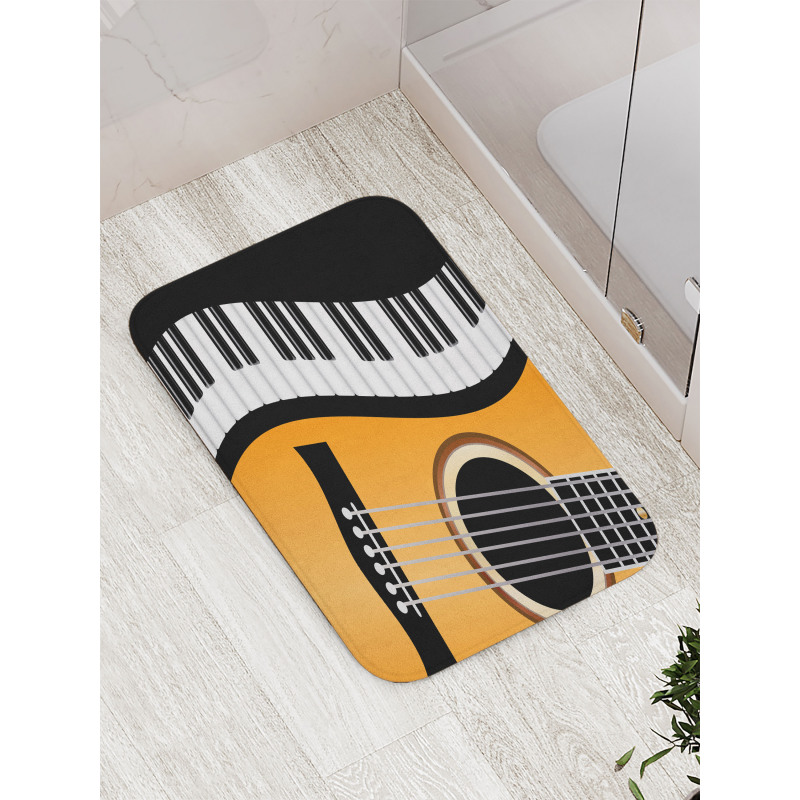 Piano Keys Wave and Guitar Bath Mat