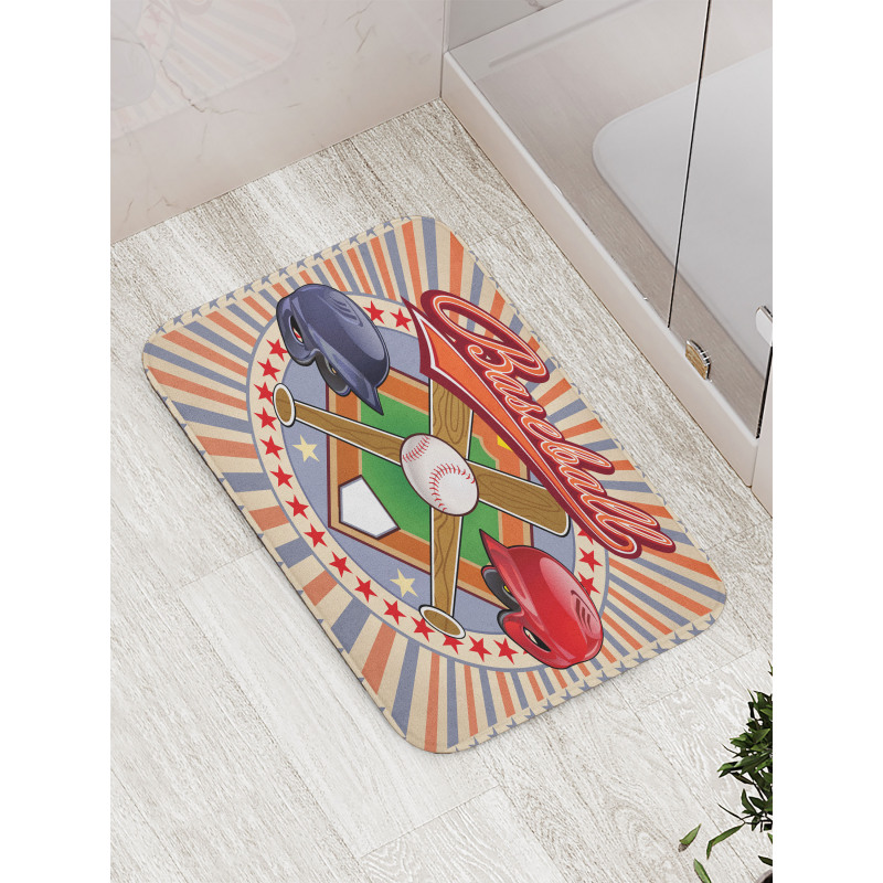 Retro Pop Art Baseball Bath Mat