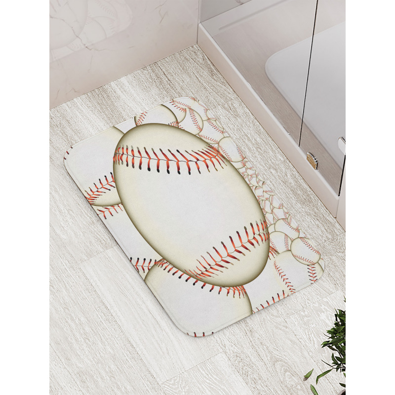 Baseball Ball Pattern Bath Mat