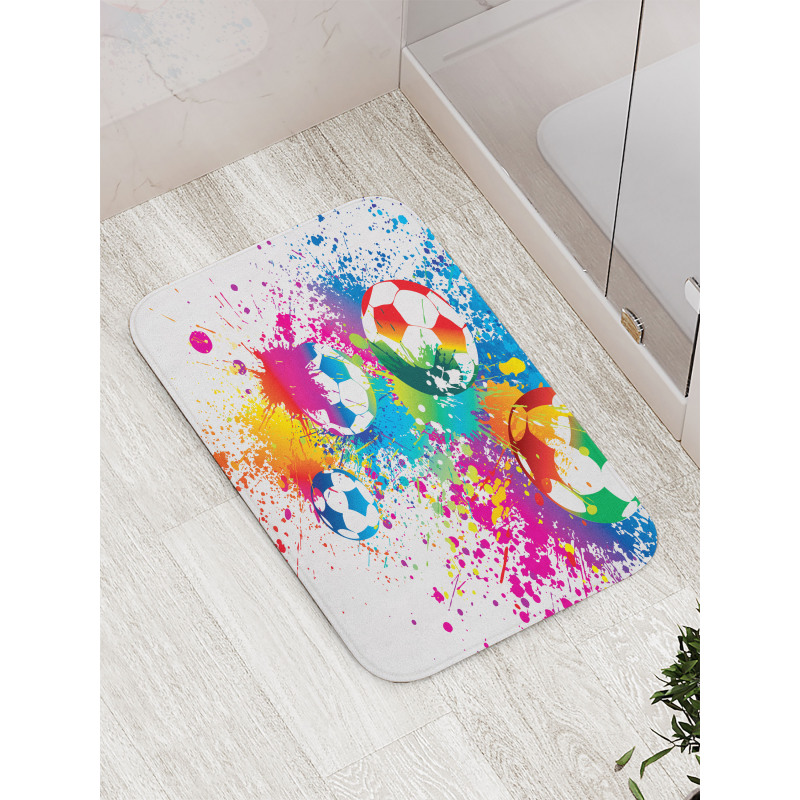 Colorful Splashes Balls Bath Mat