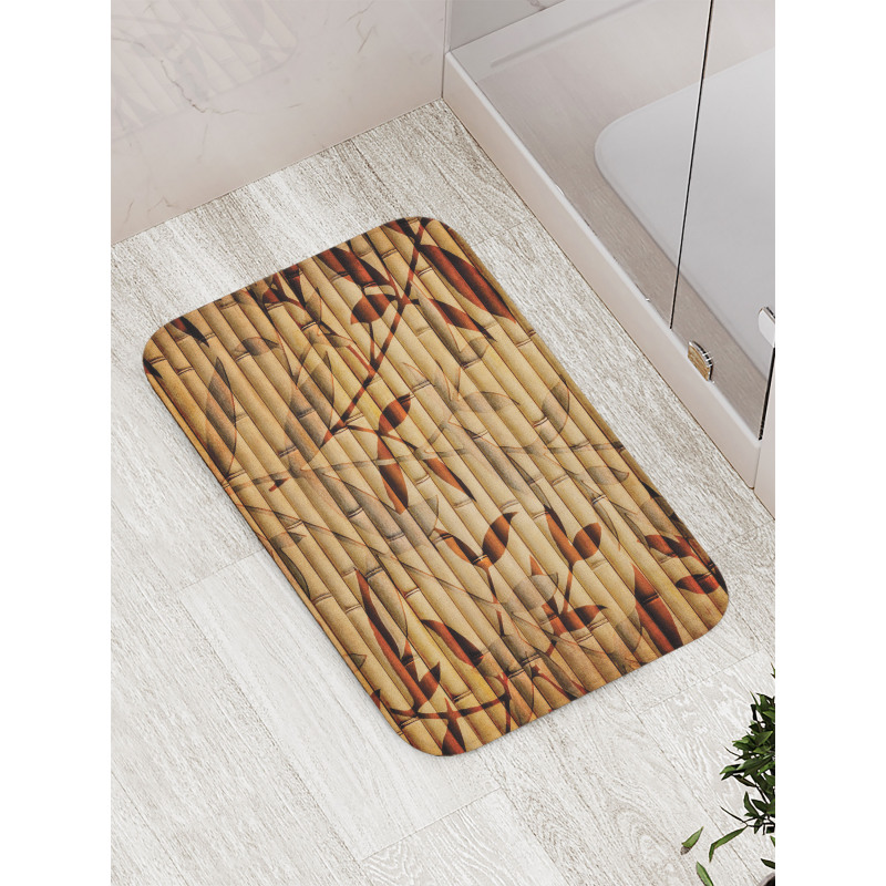 Bamboo Leaves Bohemian Bath Mat