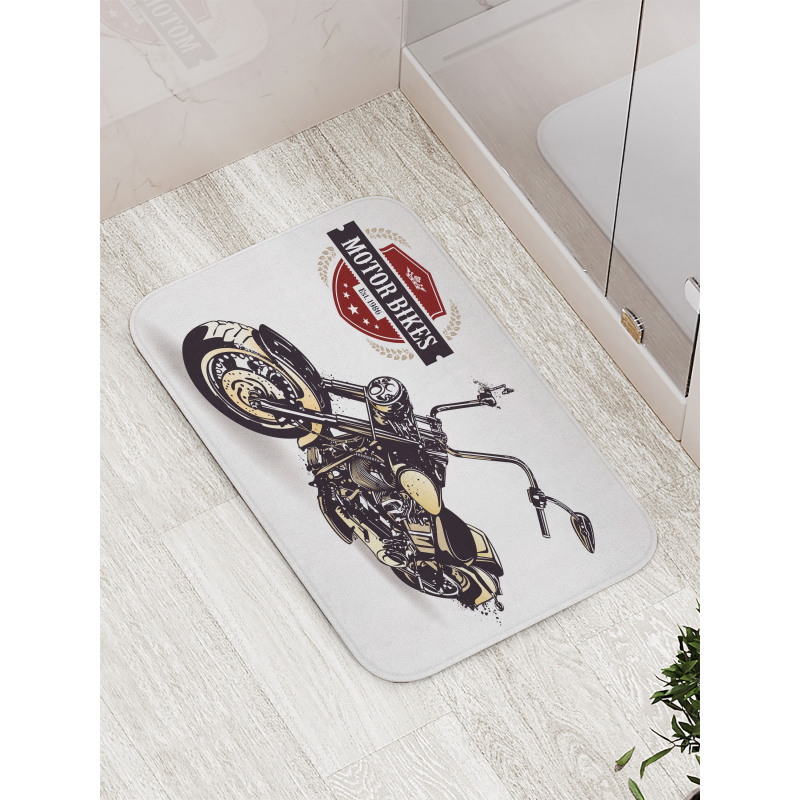 Old Classic Motorcycle Bath Mat