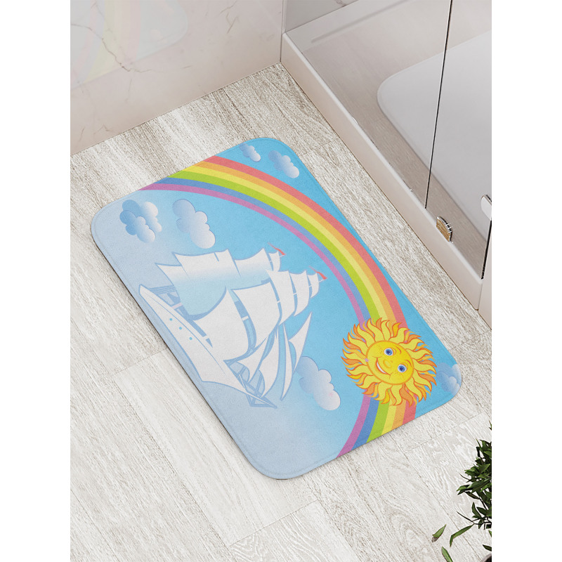 Motivational Ship Rainbow Bath Mat