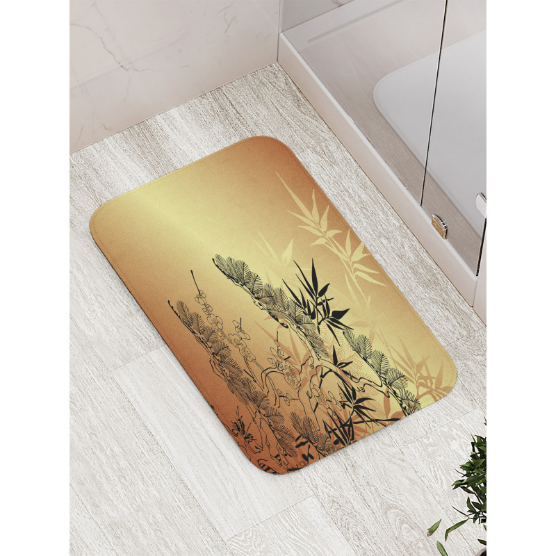 Bamboo Motifs Bath Mat