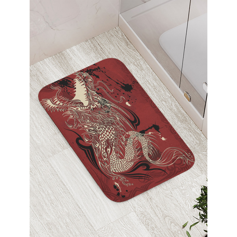 Japanese Dragon Doodle Bath Mat