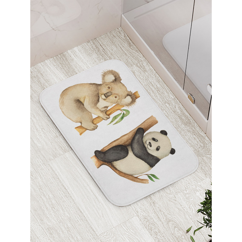 Koala Panda Watercolor Bath Mat