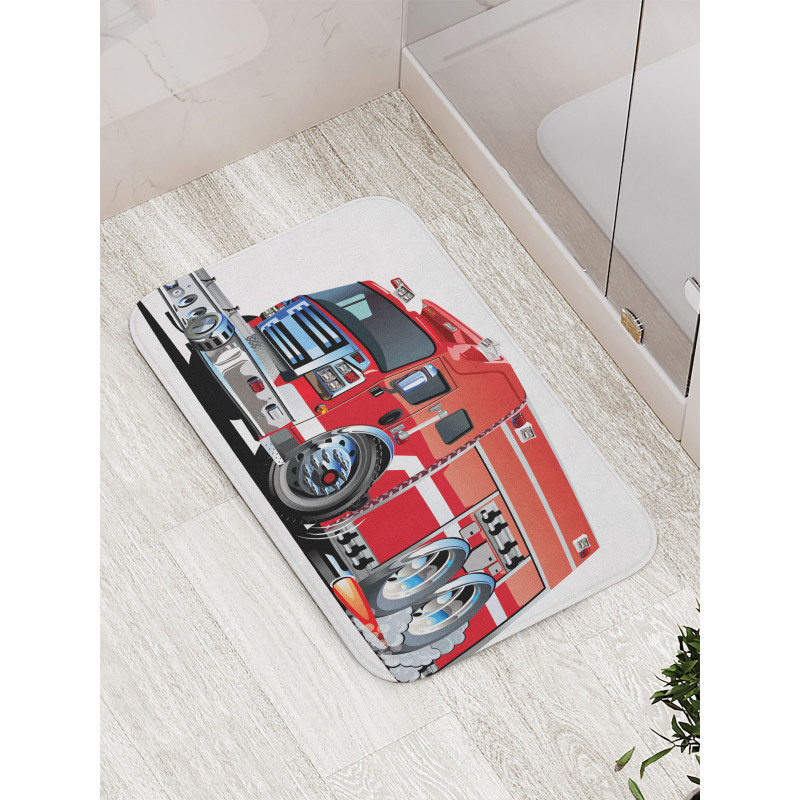 Fire Truck Rescue Team Bath Mat