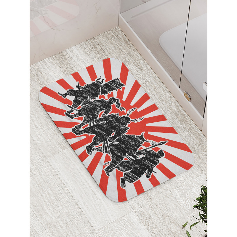 Samurai Ninja Retro Bath Mat