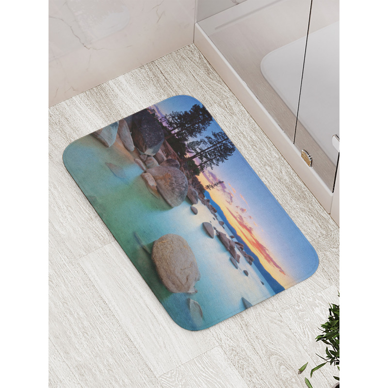 Romantic Lake Sunset Bath Mat