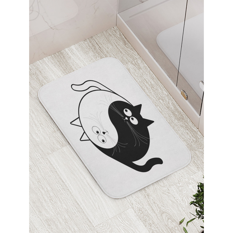 Ying Yang Black White Art Bath Mat