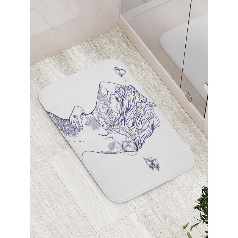 Young Girl with Tattoo Bath Mat