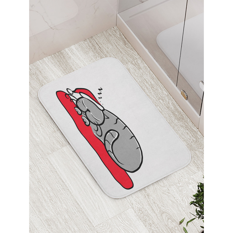 Cat with Santa Hat Bath Mat