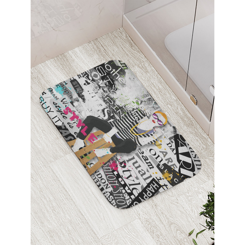 Fashion Girl Grunge Bath Mat