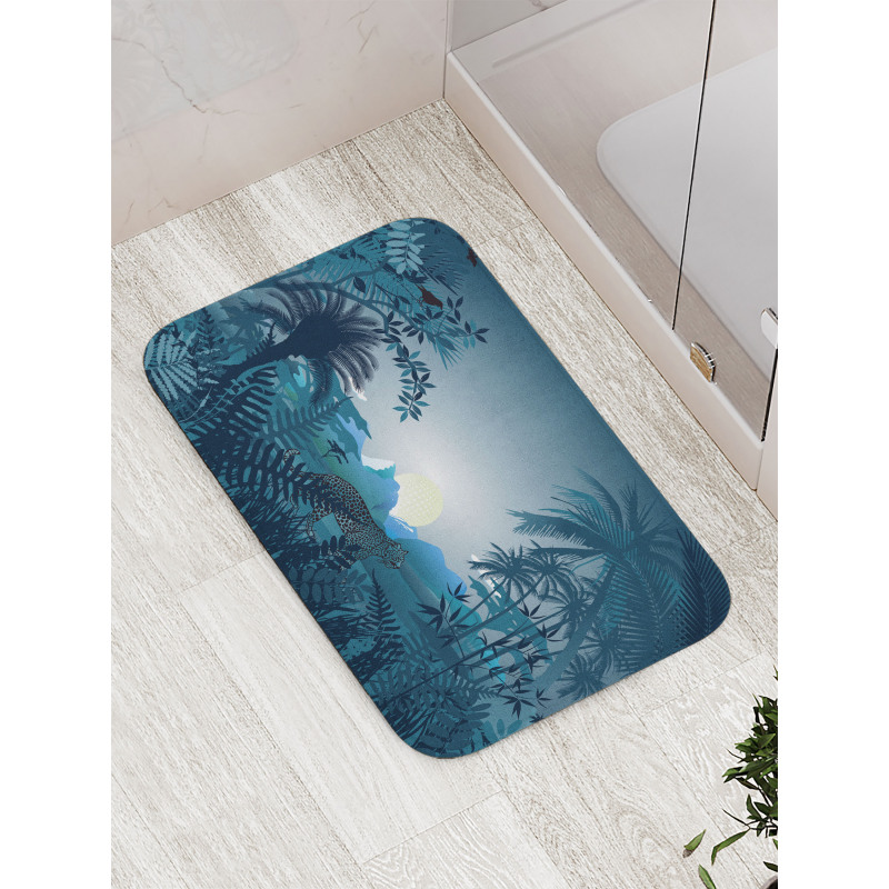 Tiger in Hazy Rainforest Bath Mat