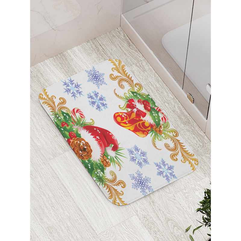 Stocking Santa Hat Bath Mat