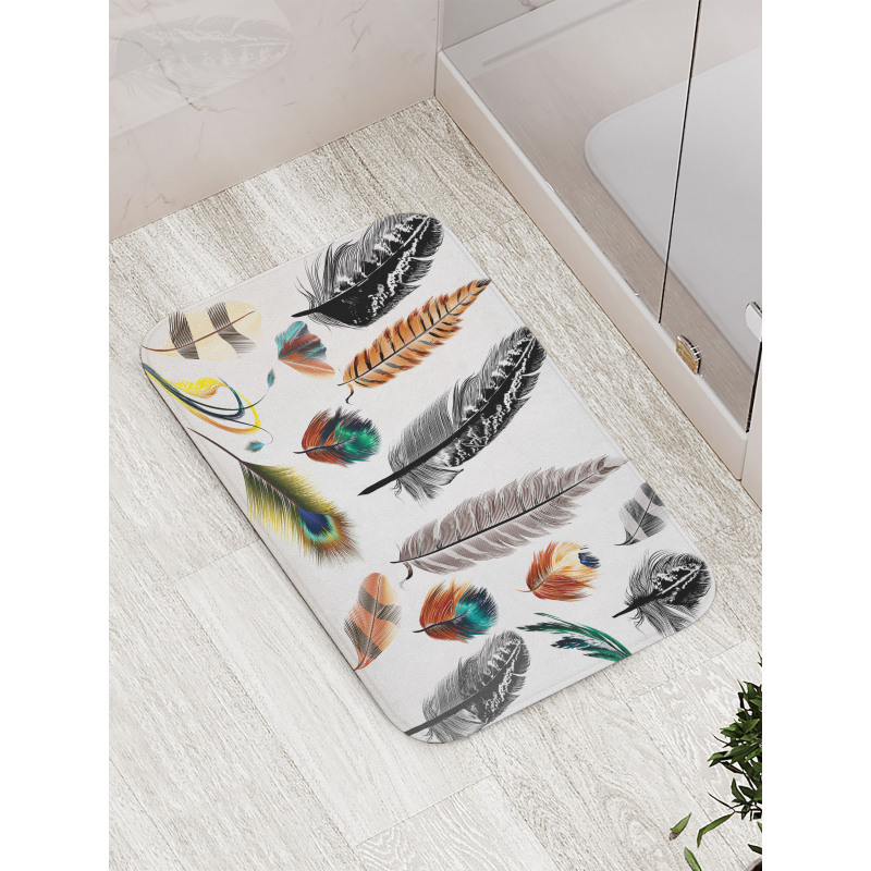 Bird Feather Retro Vibrant Bath Mat