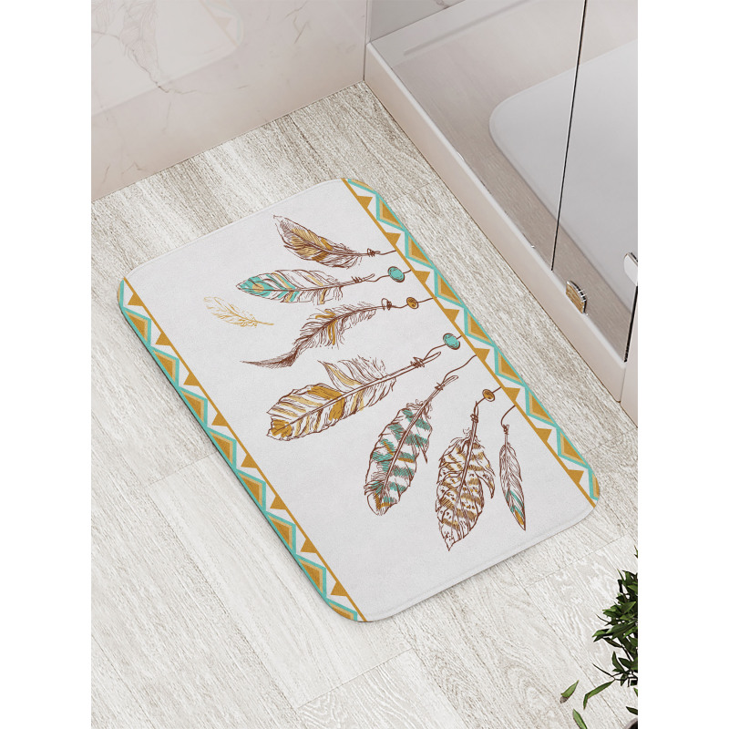 Boho Style Feather Old Bath Mat