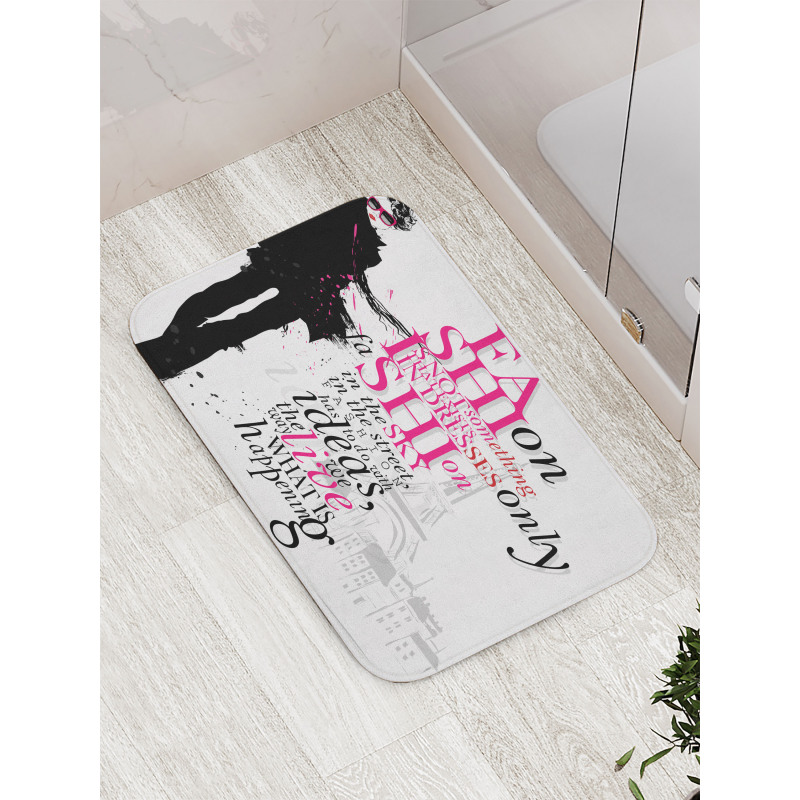 Paris Girl Words Bath Mat