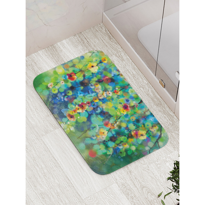 Colorful Flower on Tree Bath Mat