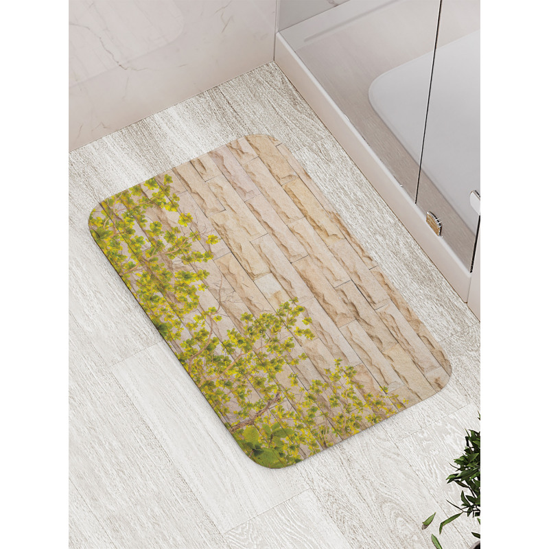 Brick Wall with Leaf Bath Mat