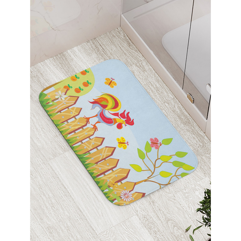 Tree Butterfly and Flower Bath Mat