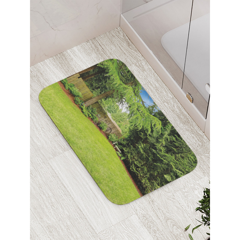 Pine Trees Backyard Bath Mat