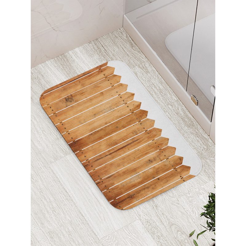 Wood Triangle Stripe Bath Mat