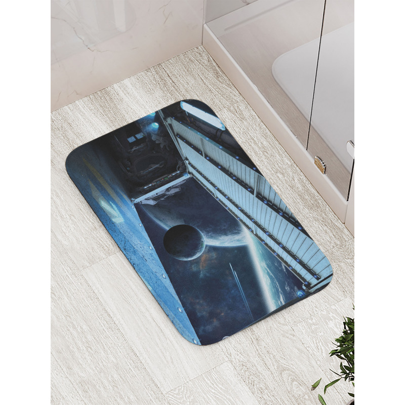 Moon Planet Scene Bath Mat