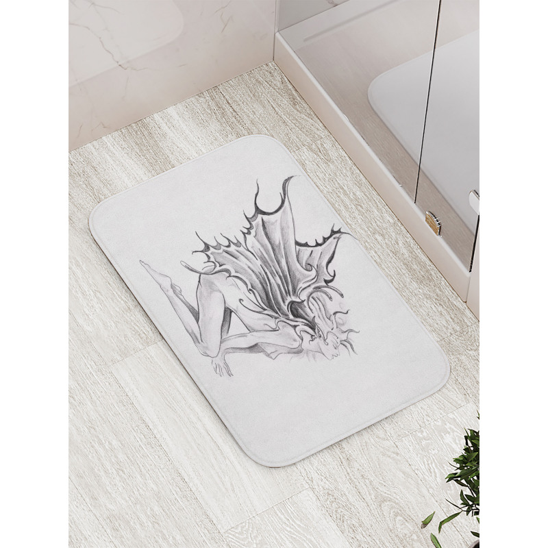 Pencil Drawing Angels Bath Mat