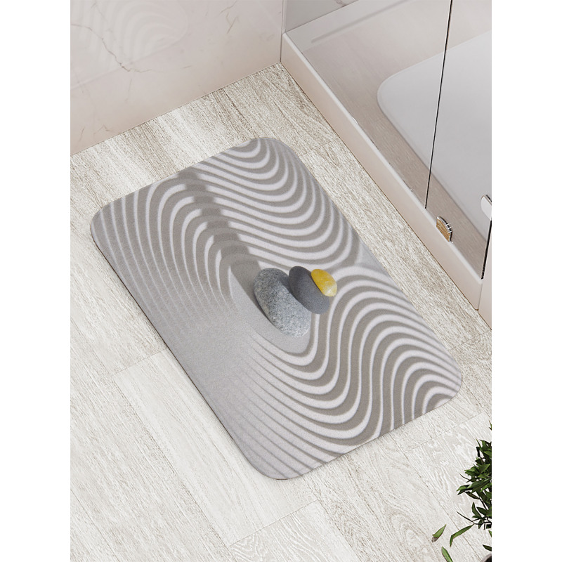 White Sand Hot Stone Waves Bath Mat