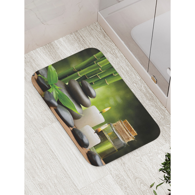 Hot Rocks Candles Bamboos Bath Mat