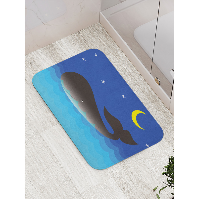 Whale in Ocean and Star Bath Mat