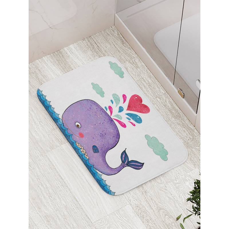 Smiley Whale with Cloud Bath Mat