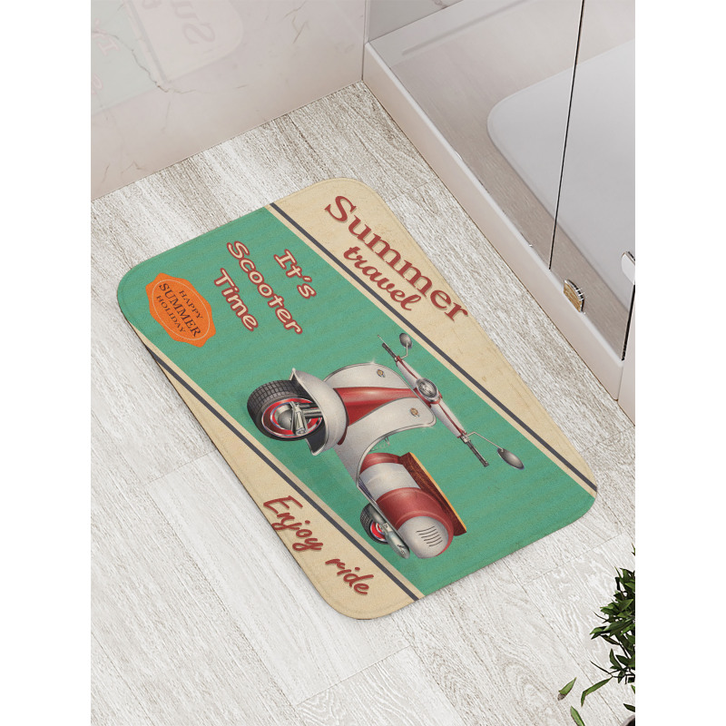 Retro Motorbike Words Bath Mat