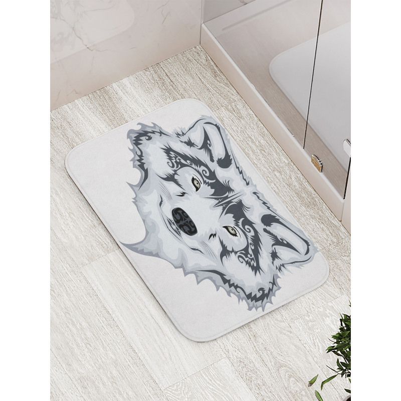 Tibal Wild Wolf Tattoo Bath Mat