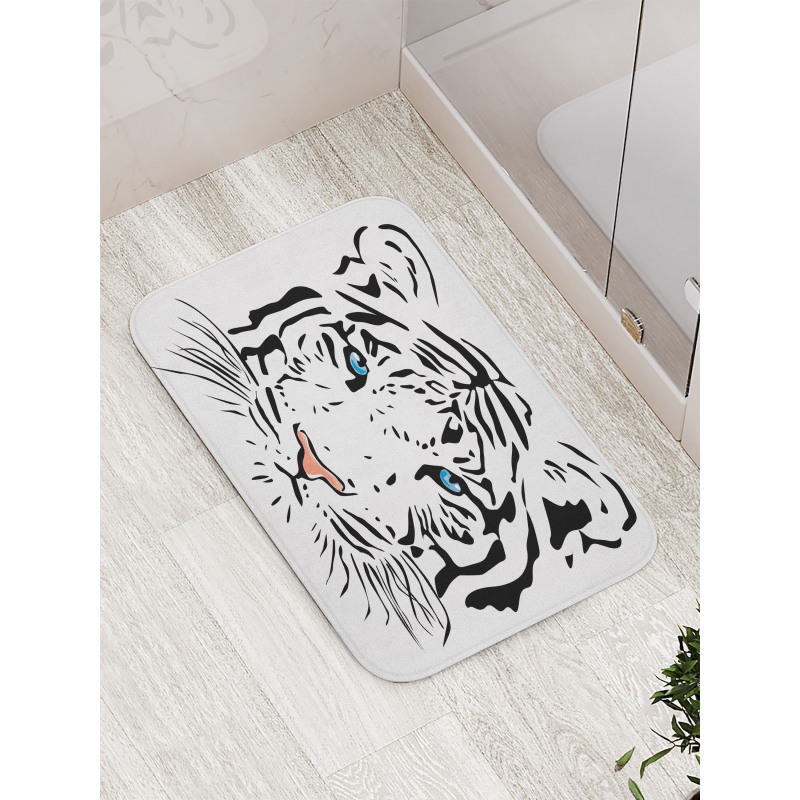 Tiger Ocean Blue Eyes Bath Mat