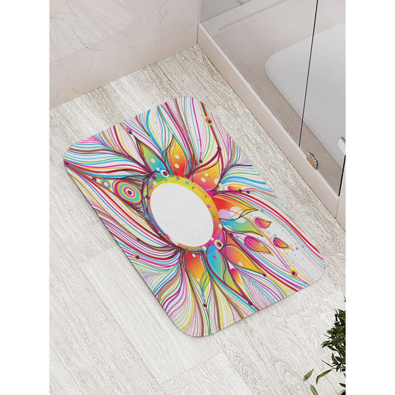 Wavy Flowers Blossoms Bath Mat