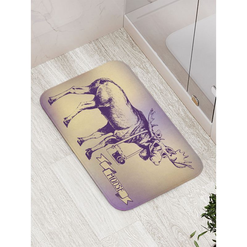 Hipster Deer with Camera Bath Mat