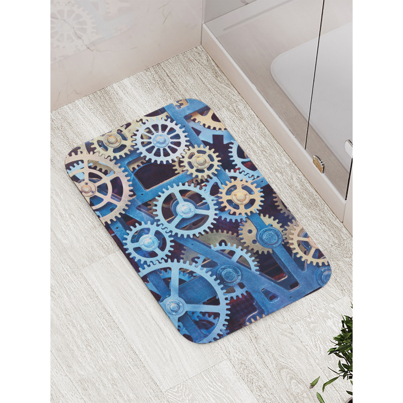 Clock Gears Design Bath Mat